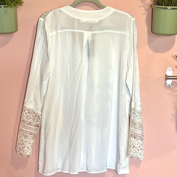 White Boutique Blouse with Lace, Handmade Lace Blouse from Ukraine, Ukraine Too - Picture 3 of 10